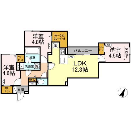 セレスティア上鷺宮Ⅱ(3LDK/2階)の間取り写真