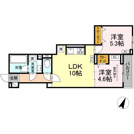 セレスティア上鷺宮Ⅱ(2LDK/3階)の間取り写真