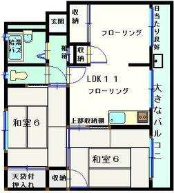 辰巳東ハイツF棟(2LDK/1階)の間取り写真