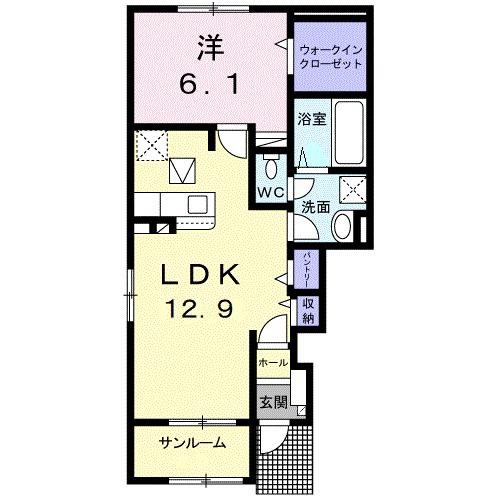 エピナール物井Ⅰ(1LDK/1階)の間取り写真