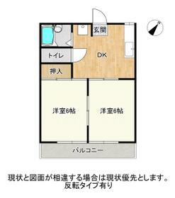 コスモハイツ21 B棟(2DK/2階)の間取り写真