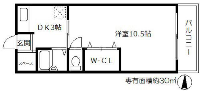 山﨑マンション長柄西(1K/5階)の間取り写真