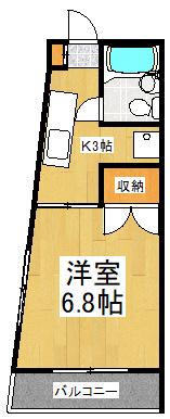 グリーンヴィレッジ(1K/2階)の間取り写真