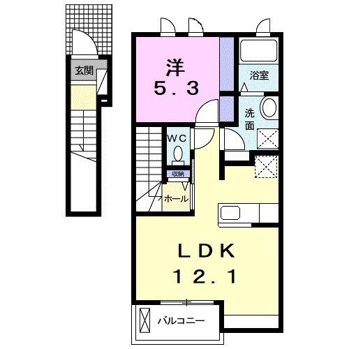 アルシオーネⅡ(1LDK/2階)の間取り写真