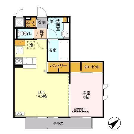 八千代の杜 ノースヒルL(1LDK/1階)の間取り写真