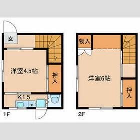 紅鶴荘(2K/1階)の間取り写真