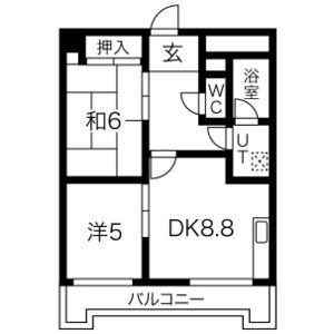 セントラルパーク東三国(2DK/4階)の間取り写真