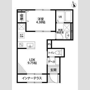 リーブルファイン大治田Ⅲ 2号棟(1LDK/1階)の間取り写真