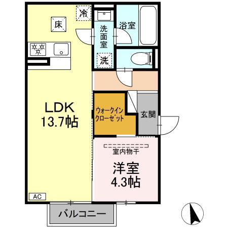 パルミエ Ⅲ(1LDK/1階)の間取り写真