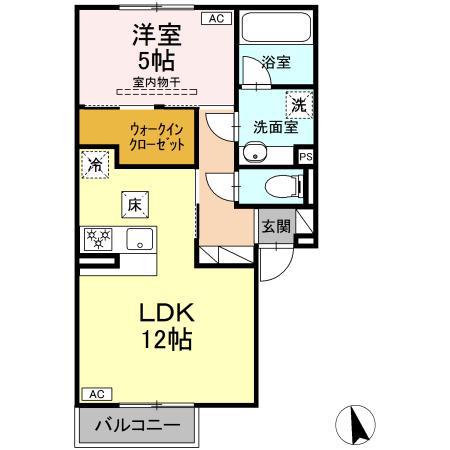 パルミエ Ⅲ(1LDK/1階)の間取り写真
