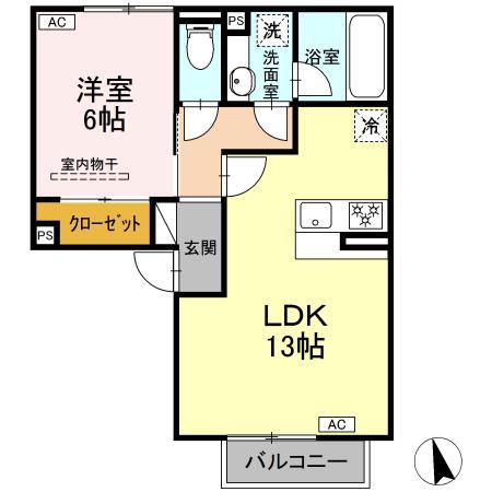 パルミエ Ⅲ(1LDK/2階)の間取り写真