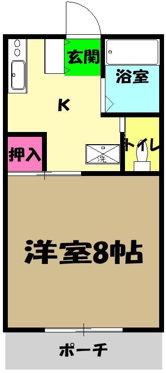青葉ハイツ3(1K/1階)の間取り写真