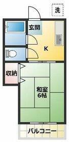 グリーンハウス(1K/1階)の間取り写真