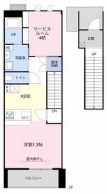 アムール(1SK/2階)の間取り写真