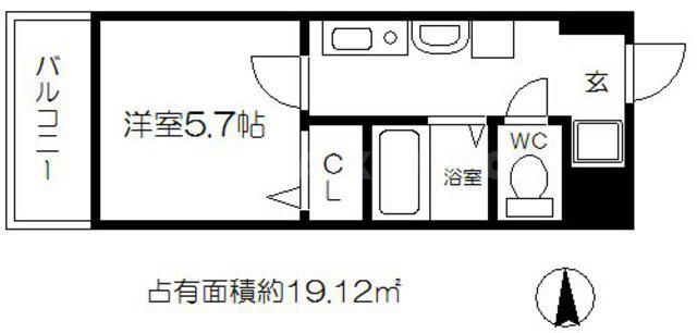 プレミアム本町(1K/6階)の間取り写真