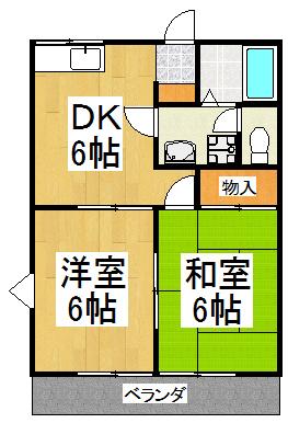 アプリコットプラザ2(2DK/1階)の間取り写真