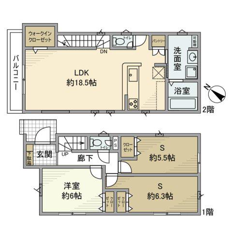 京王電鉄井の頭線 久我山駅 徒歩14分 2階建 築3年(1SLDK)の間取り写真