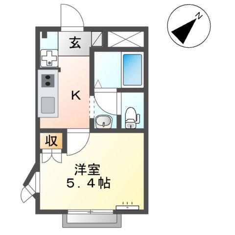 リバーサイドJS(1K/2階)の間取り写真