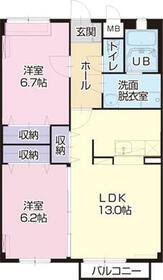 アムール65(2LDK/1階)の間取り写真