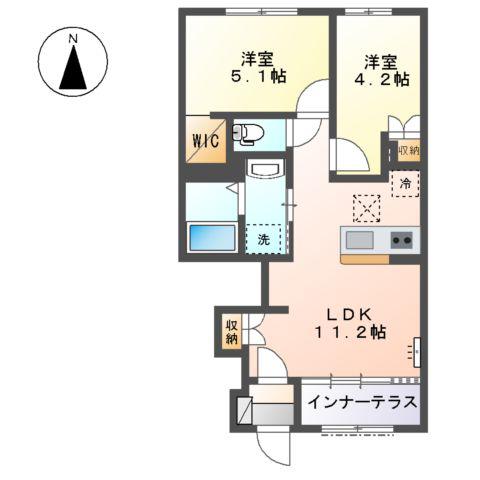 ル・エミフト アン(2LDK/1階)の間取り写真