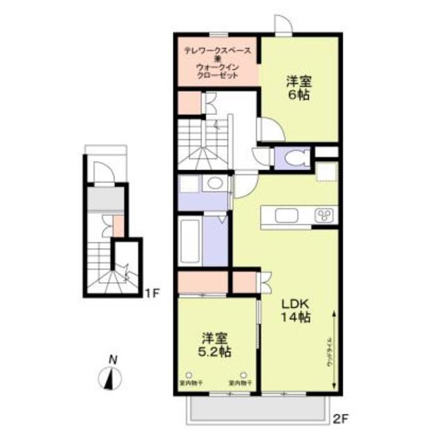 GREEN VILLE(2LDK/2階)の間取り写真