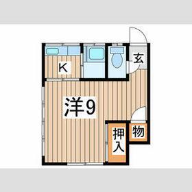 ハウスきさらぎ(1K/2階)の間取り写真