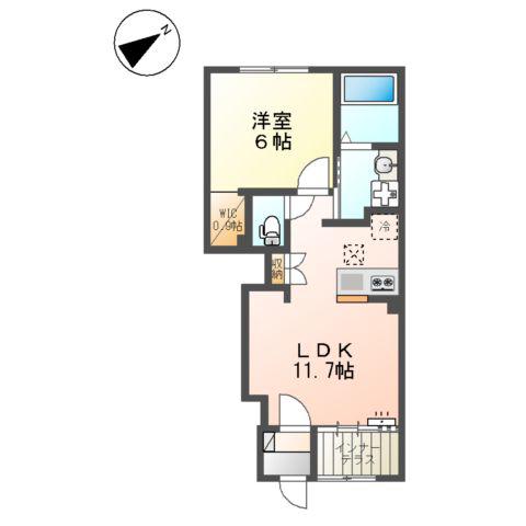 スカイセレーネ(1LDK/1階)の間取り写真