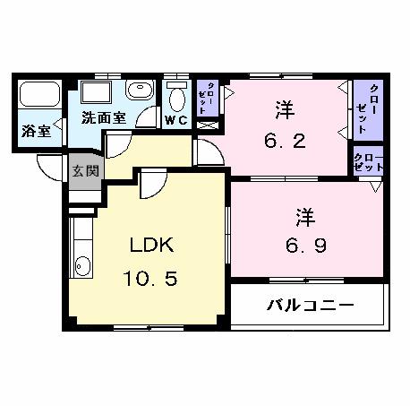 エトワールⅡ(2LDK/1階)の間取り写真