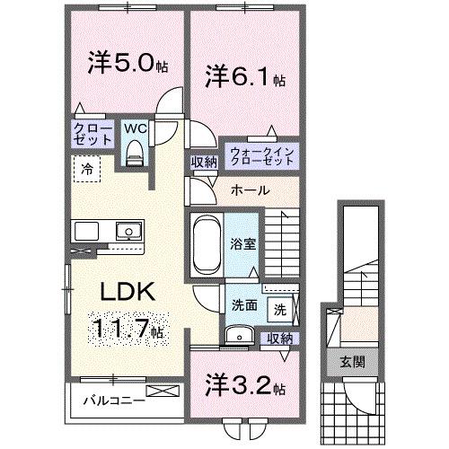 サン ファミーユⅡ(3LDK/2階)の間取り写真