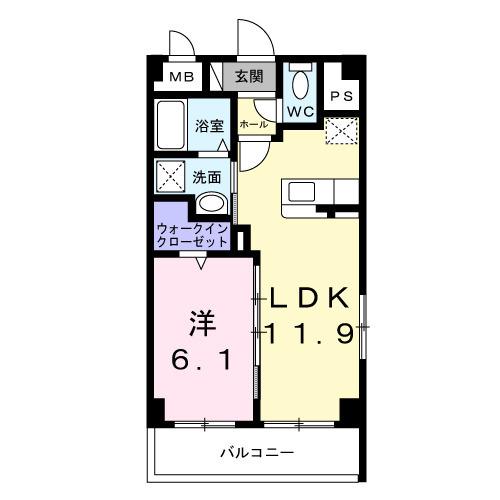 TAJIBARU COURT(1LDK/4階)の間取り写真