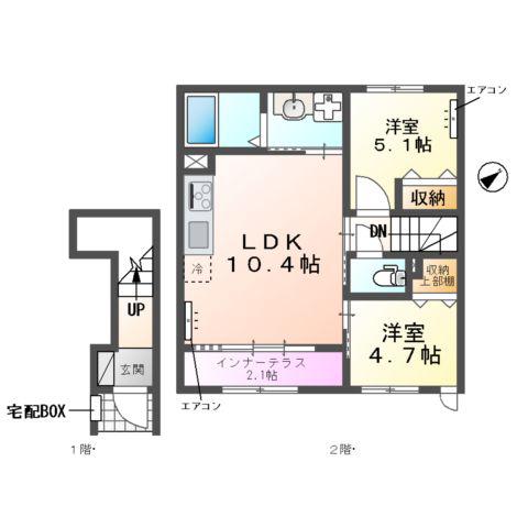 ソラーナ(2LDK/2階)の間取り写真