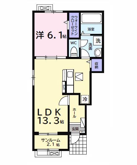 ベル ゼータ(1LDK/1階)の間取り写真