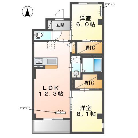 流山市駒木マンション(2LDK/2階)の間取り写真