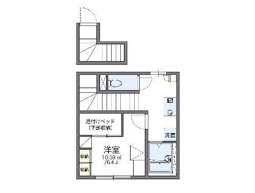 レオパレス川名駒方(1K/2階)の間取り写真