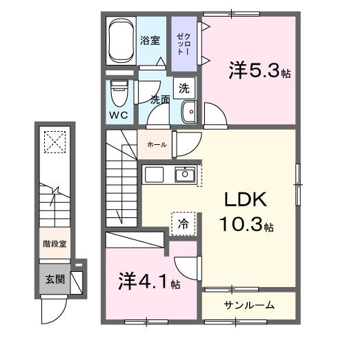 アンバー(2LDK/2階)の間取り写真