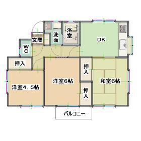 ハイフラッツⅡ(3DK/2階)の間取り写真