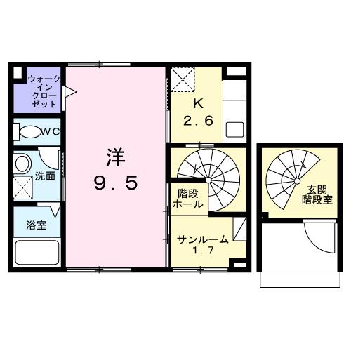 ユーステス鎌倉(1K/2階)の間取り写真