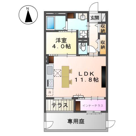 スイートモダン東宿郷3丁目マンション(1LDK/1階)の間取り写真