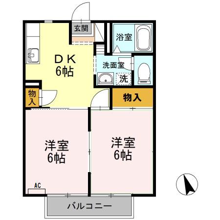 ヴァンテⅤ(2DK/2階)の間取り写真