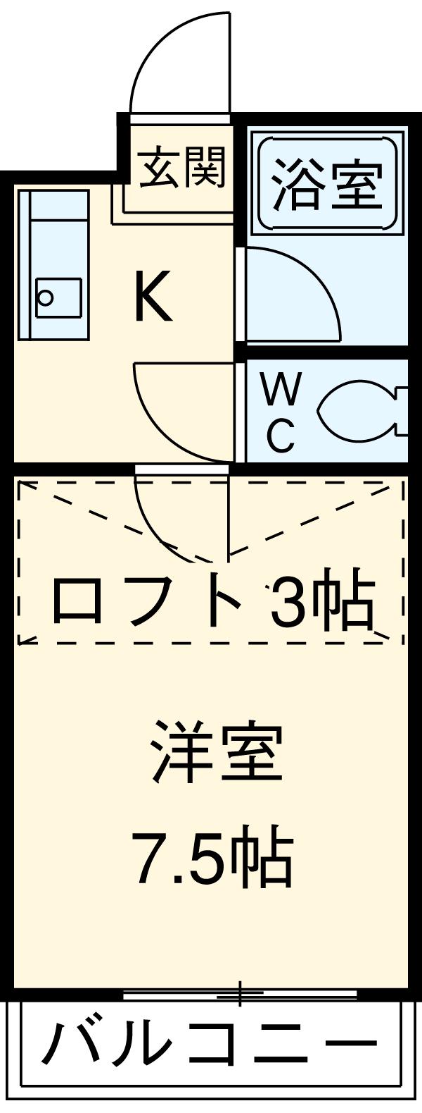 シルキーハウス(1K/1階)の間取り写真
