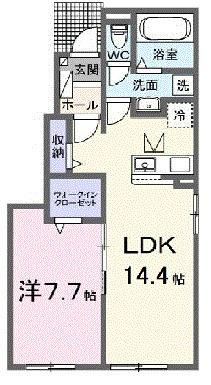 ココロテラス Ⅱ(1LDK/1階)の間取り写真