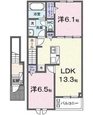 リブス並木Ⅱ(2LDK/2階)の間取り写真