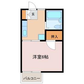 グレーハウスⅡ(1K/2階)の間取り写真