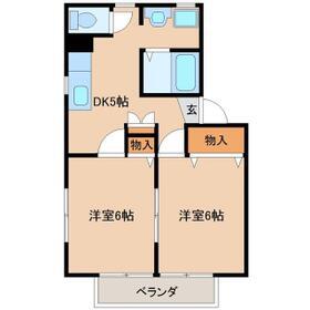 デューステージ誉田(2DK/1階)の間取り写真