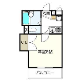 サンフォーレスト(1K/2階)の間取り写真