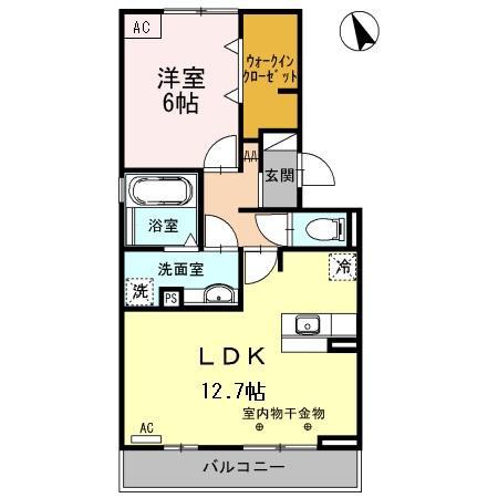 エスペランサ SⅢ A棟(1LDK/2階)の間取り写真