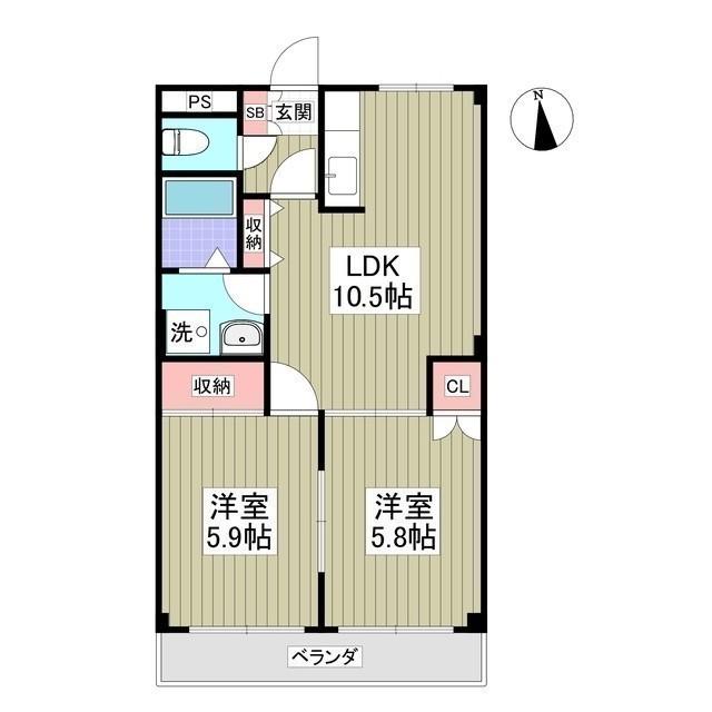 サウス・フォレストA(2LDK/2階)の間取り写真