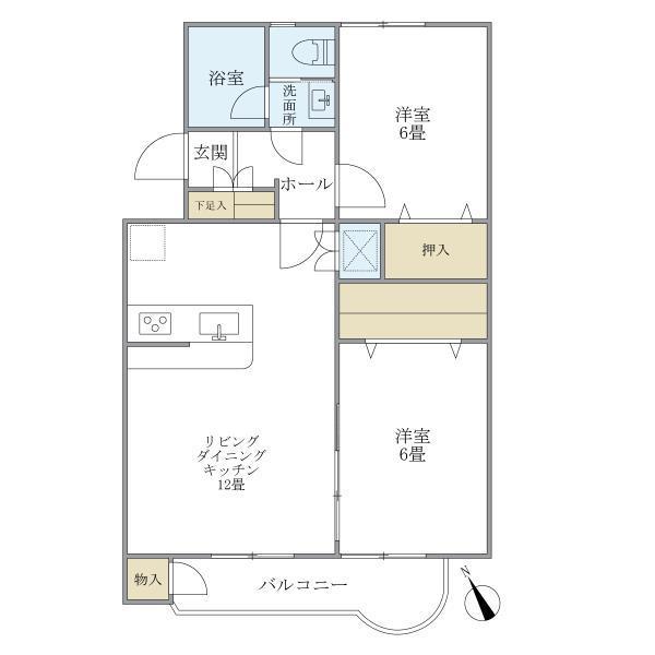 キアラ経堂(2LDK/2階)の間取り写真
