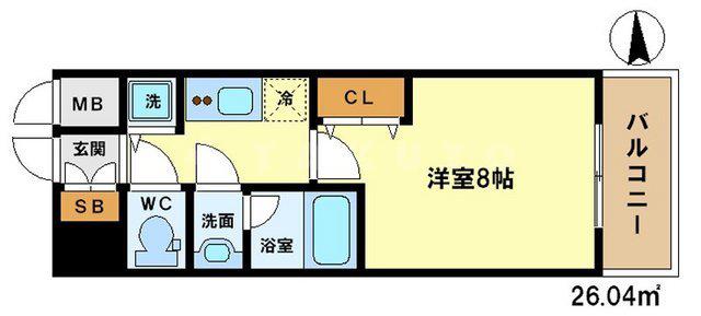 ONE ROOF FLAT TENJINBASHI(1K/7階)の間取り写真