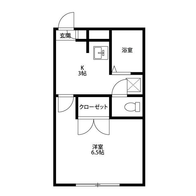 アンプルールブワK・K(1K/2階)の間取り写真